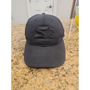 Starter Baseball Cap Black One Size Fitted Hat Embroidered Stretch Fit Crown